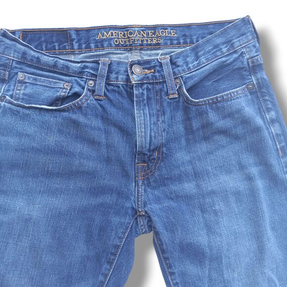 American Eagle Original Straight Denim Jeans-Size 29 X 30-Medium Wash-Mid Rise - Picture 2 of 9